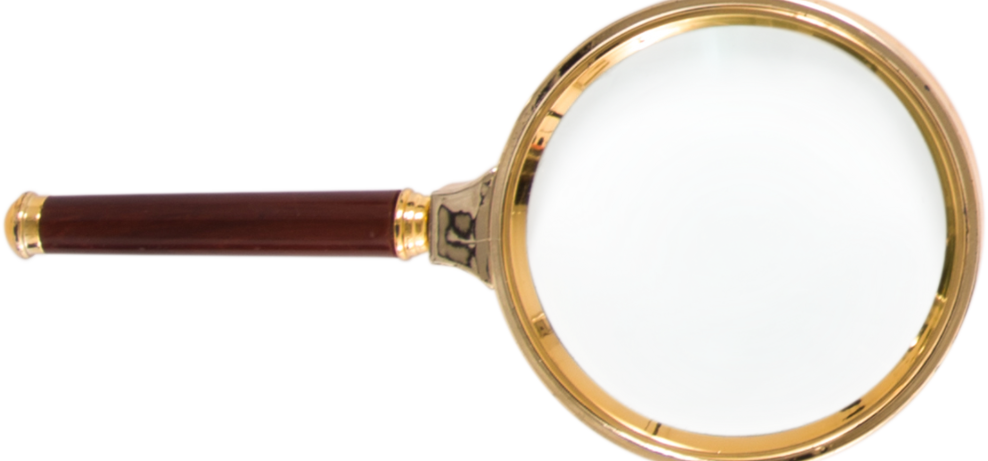 Image of a traditional hand-held round magnifying glass