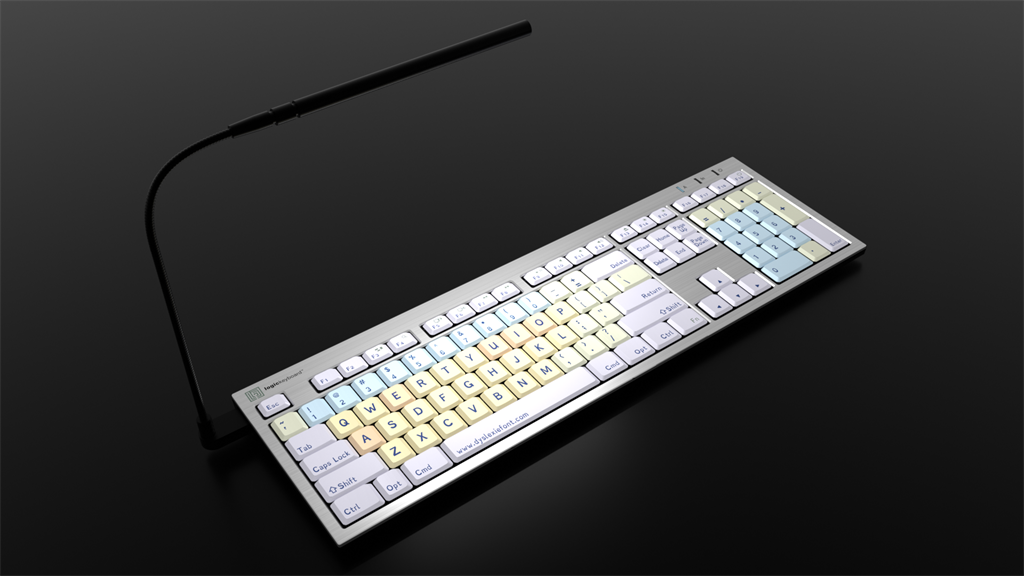 Image of the LogicKeyboard ALBA Dyslexie font dyslexia keyboard for Mac with included LogicLight.