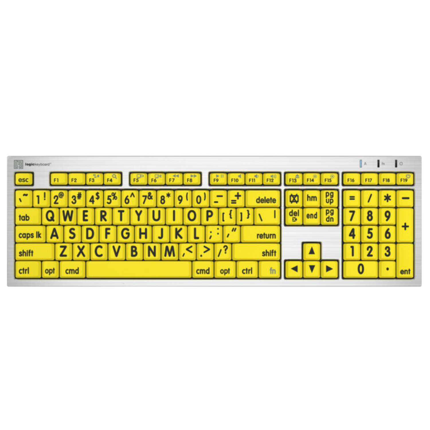 Image of the ALBA LargePrint Black on Yellow Keyboard for Mac from LogicKeyboard.