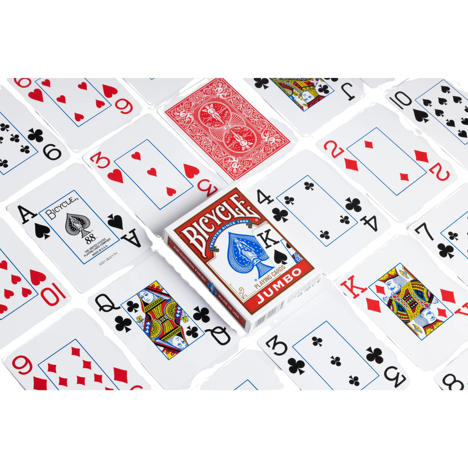 Image of several Bicycle Jumbo Index playing cards.