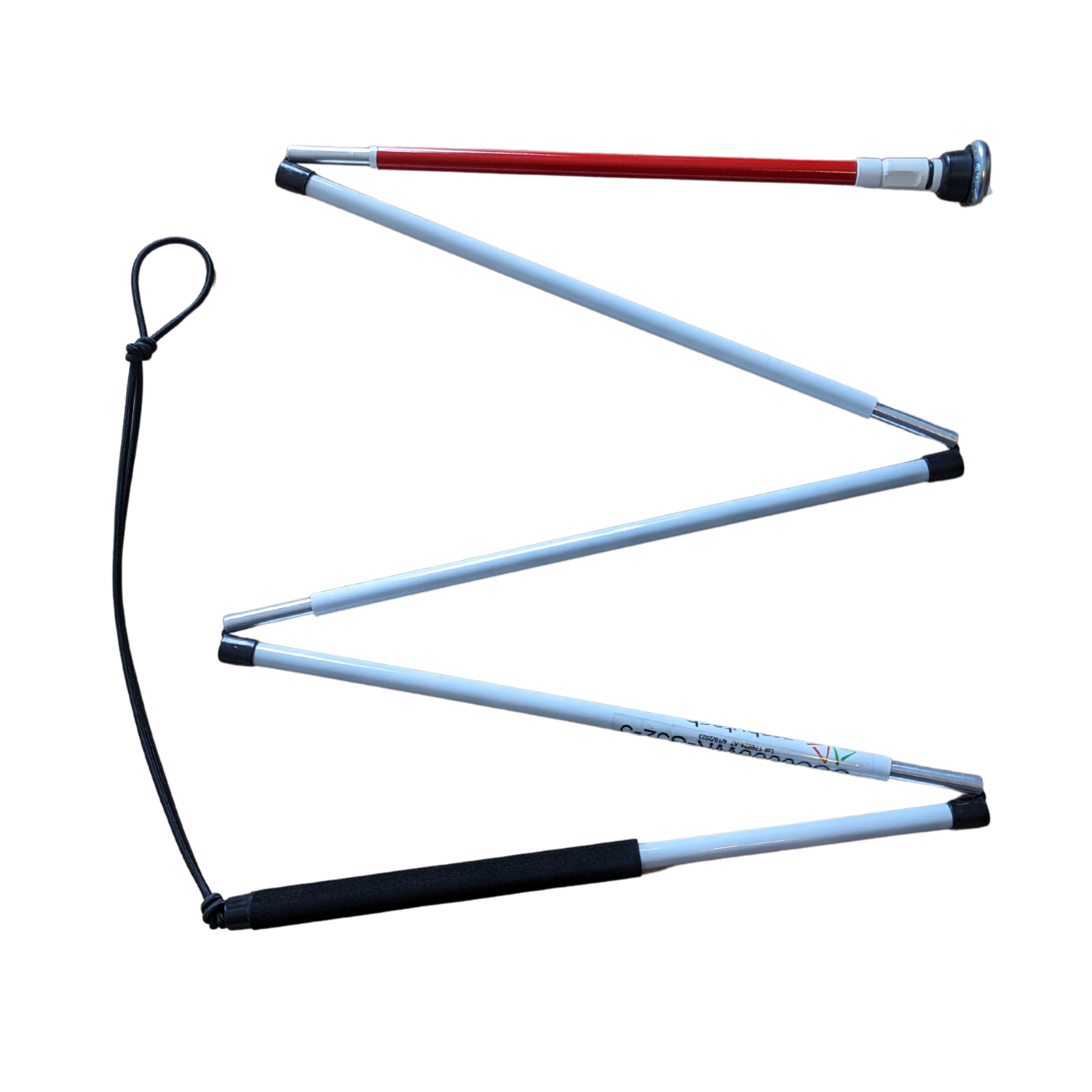 Image of Ambutech's Slimline mobility cane with stainless steel metal glide disk tip.