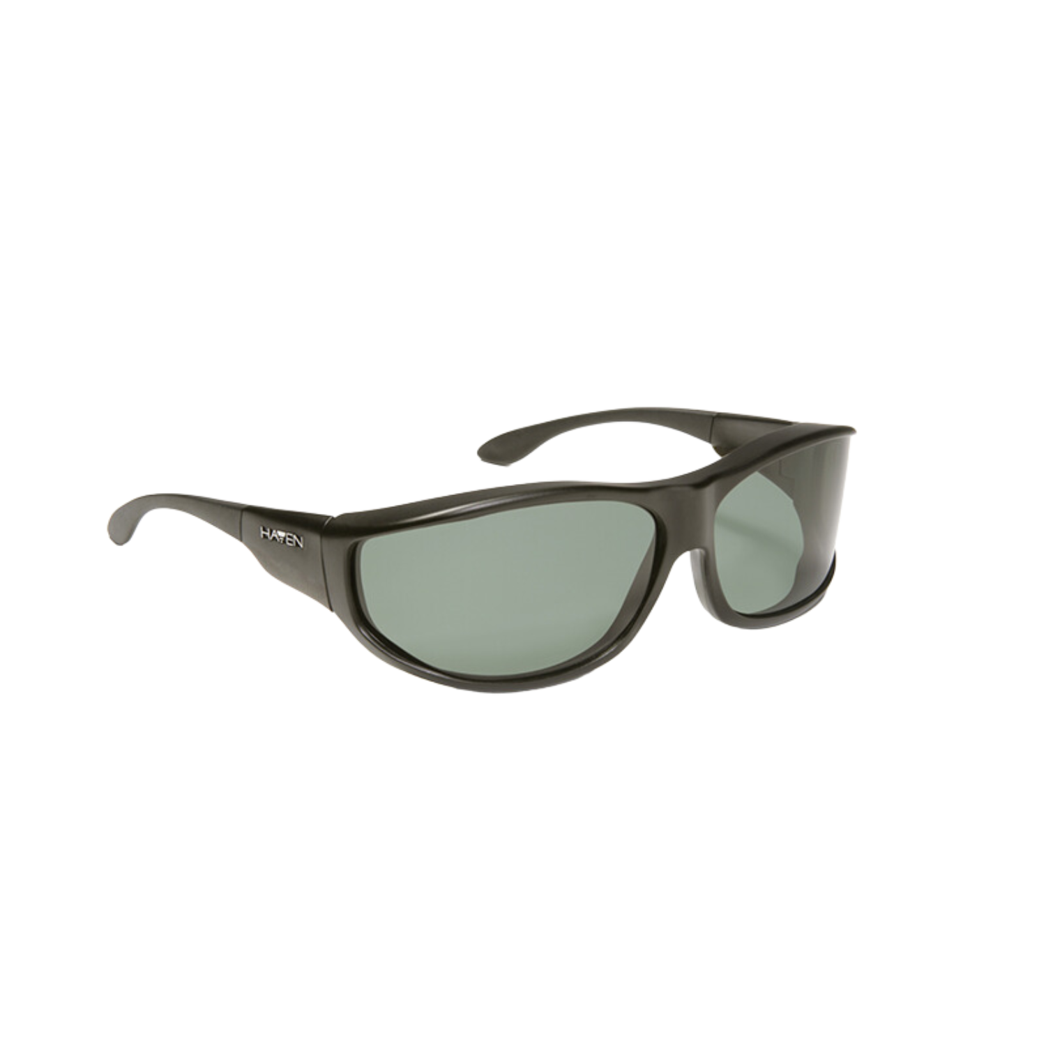 Image of the Haven Malloy polarized fit-over sunglasses with black frames and gray tint.