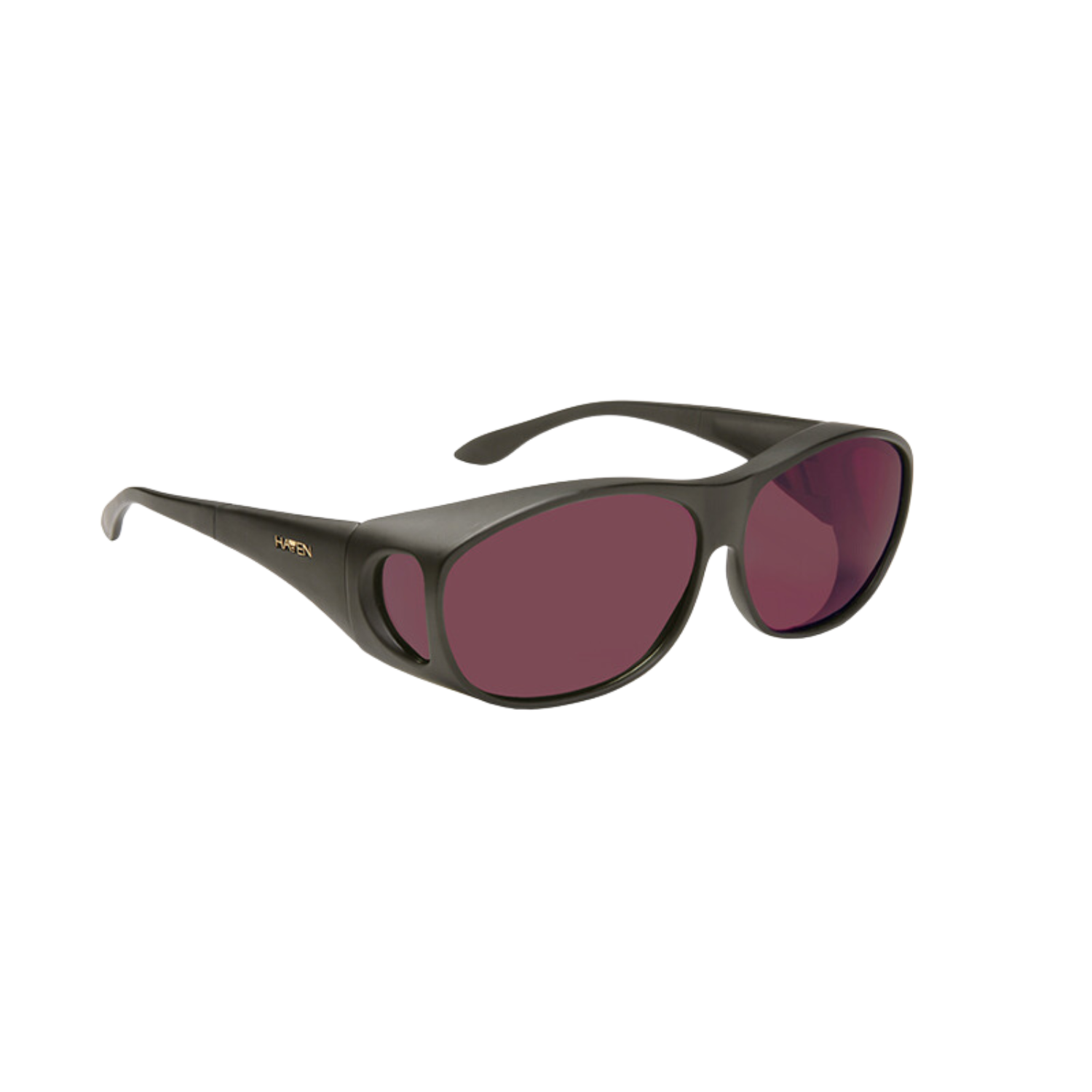 Image of the Maven Meridian FL-41 Glases with  medium black frames and dark rose tint from Eschenbach.