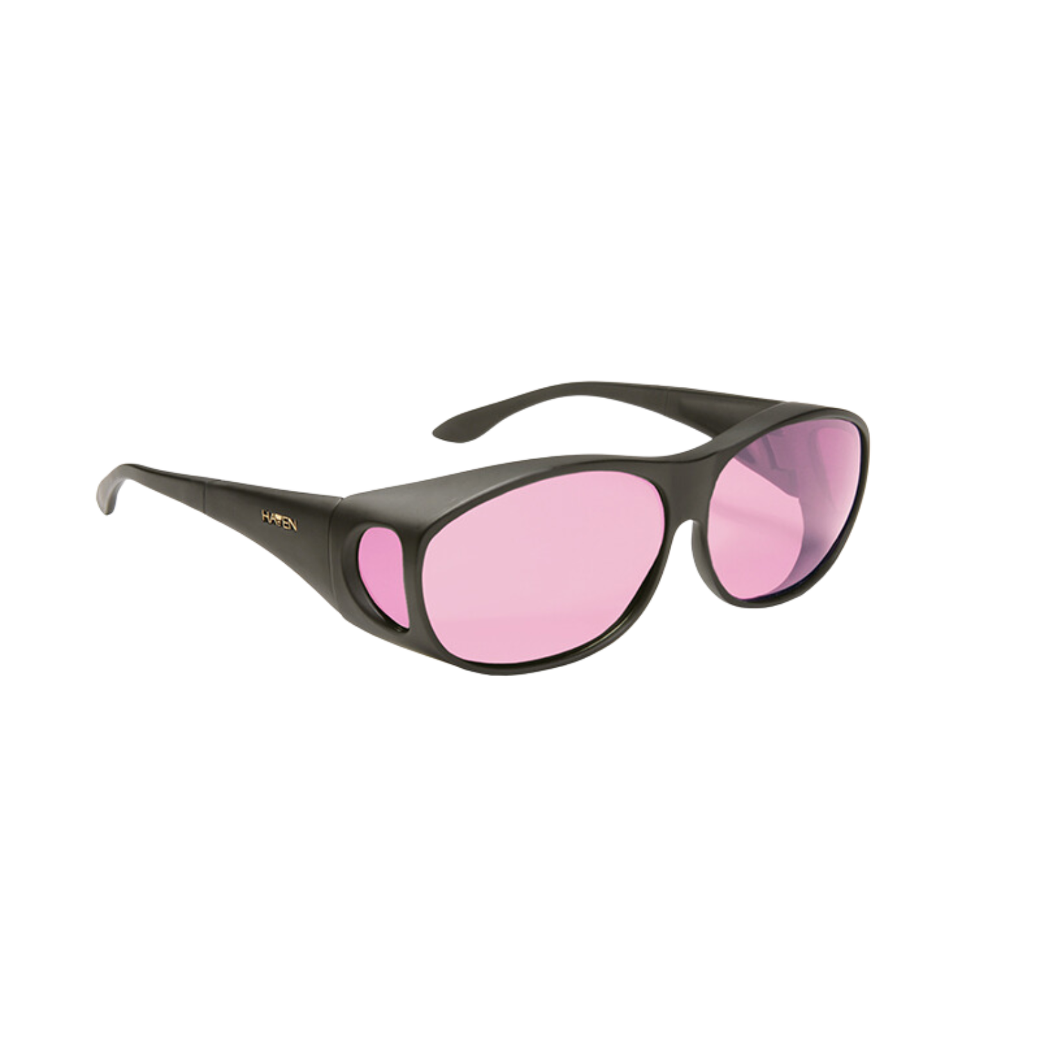 Image of the Maven Meridian FL-41 Glases with light rose tint and medium black frames.