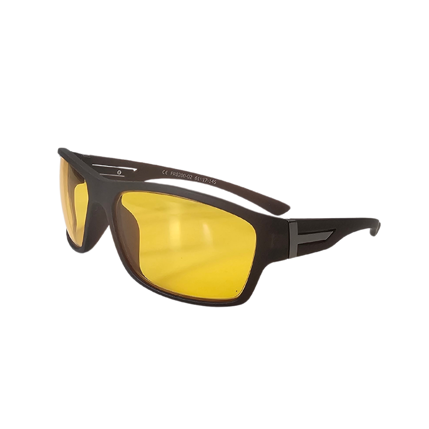 Image of the Schweizer FR2 Glare Reduction Glasses with light orange tint and brown frames.