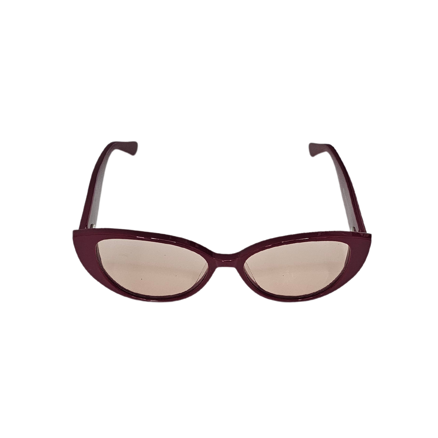 Front Image of Schweizer FR4 Migraine Night Driving Glasses with Red Frames and Light Rose Tint.