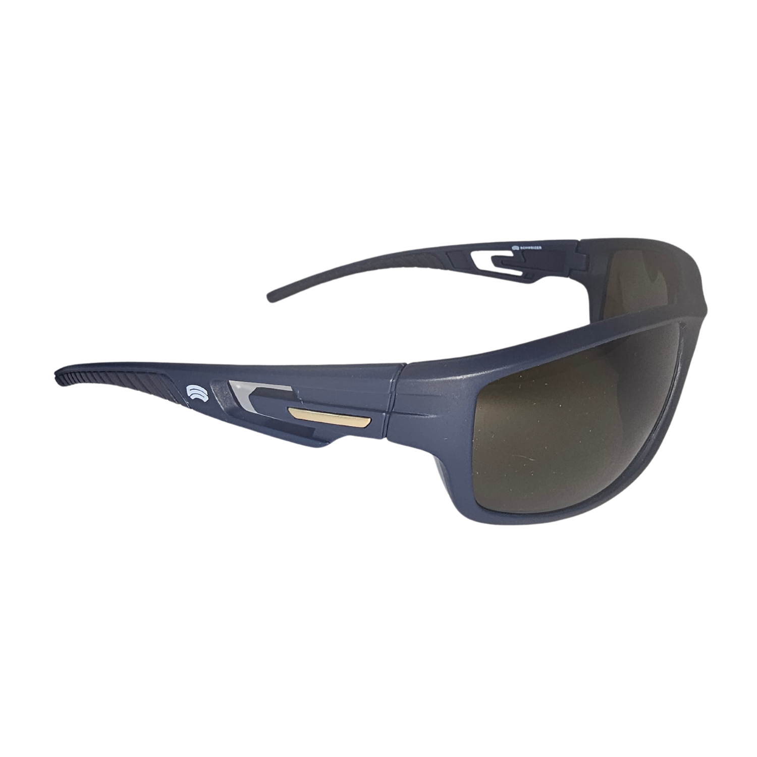 Left side image of the FS4 sport frames with C500 Polarized dark brown lenses from Schweizer.