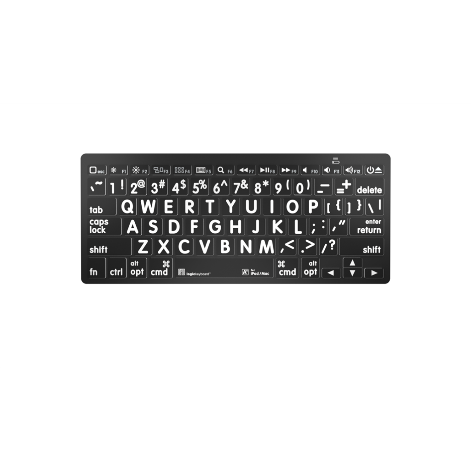 Image of the LargePrint Mini Bluetooth White on Black Keyboard for Mac from LogicKeyboard