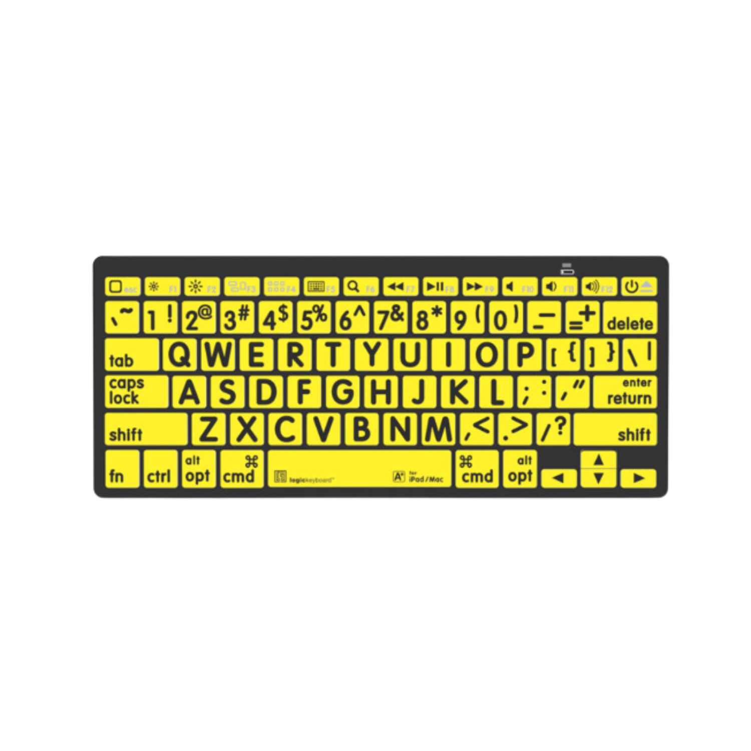 Image of the LogicKeyboard LargePrint Mini Bluetooth Black on Yellow PC Keyboard.