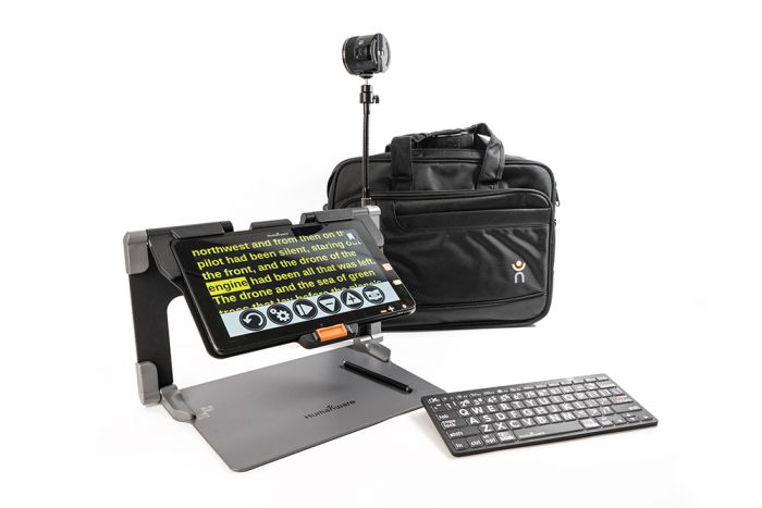 Image of the Connect 12 with  Kodak SL-25 Distance Camera, stylus, keyboard, stand, and carrying case.