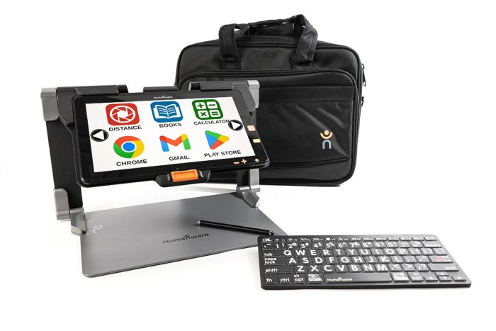 Image of the Connect 12 to include a carrying case, tablet stylus, and keyboard.