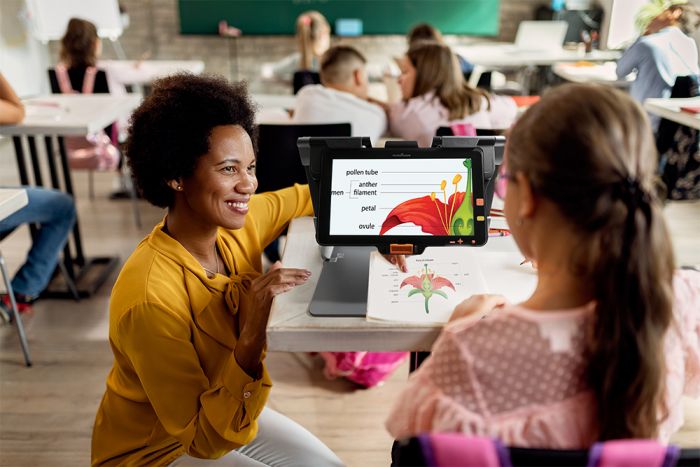 Image of a student and teacher using the Connect 12.