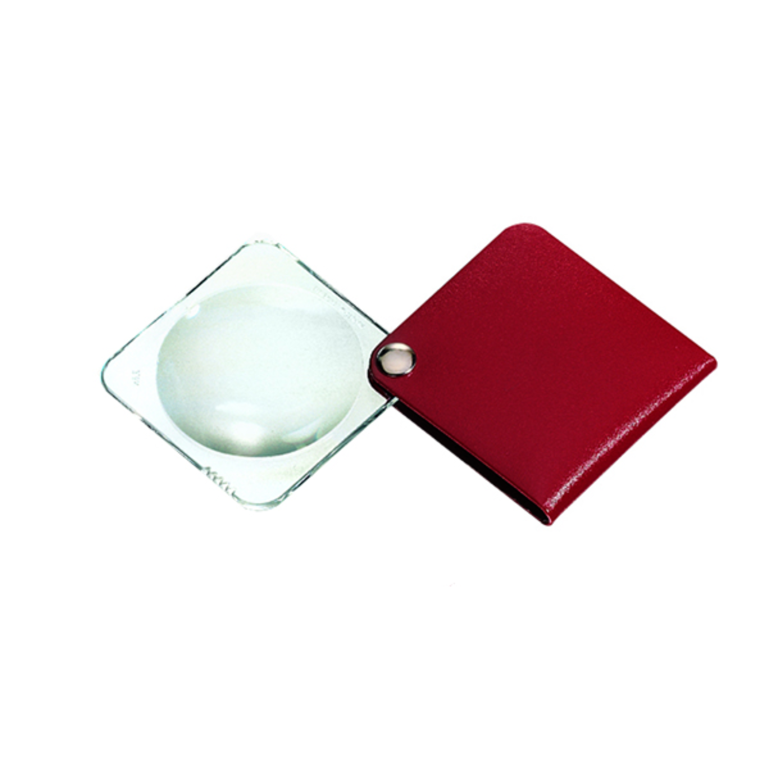 Image of maroon classic square folding pocket magnifier from Eschenbach Optik