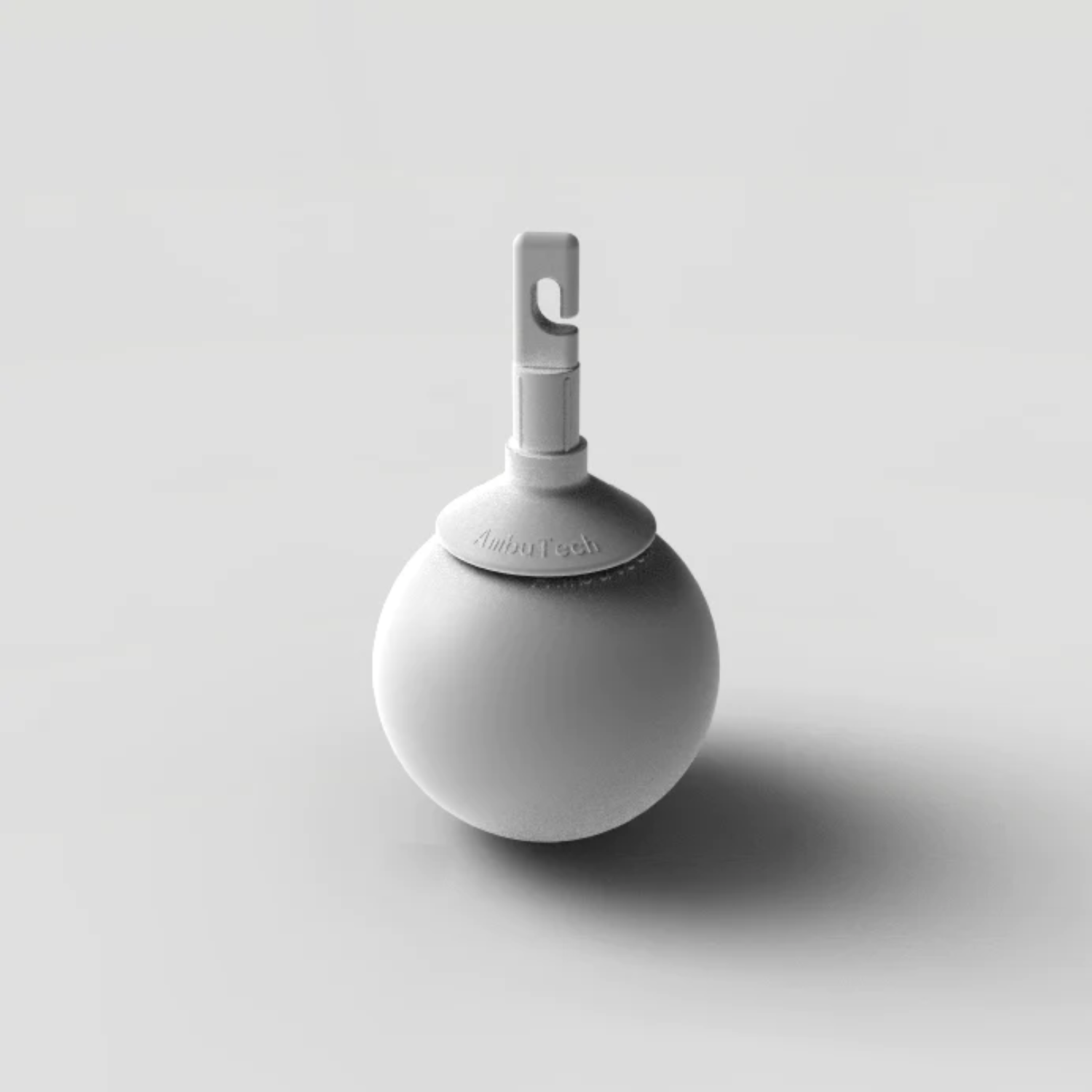 Image of a hook on style white roller ball mobility cane tip from Ambutech