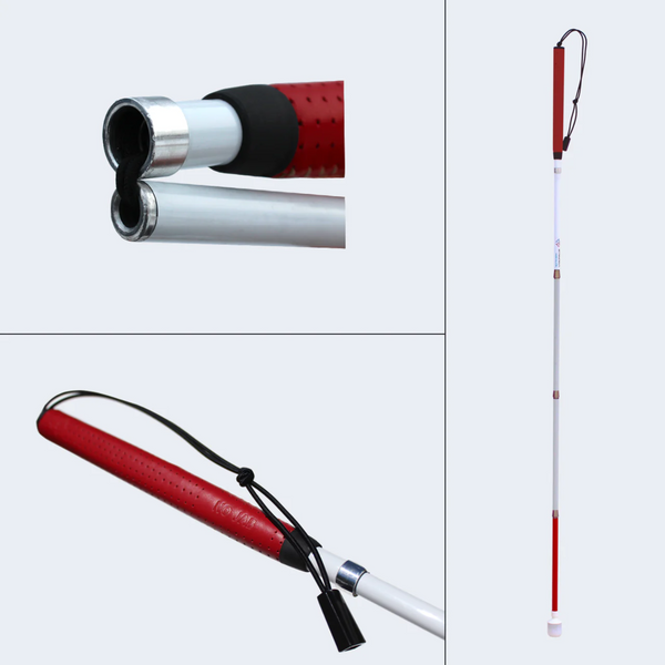 No-Jab Premium Graphite Folding Mobility Cane - Roller Marshmallow Tip