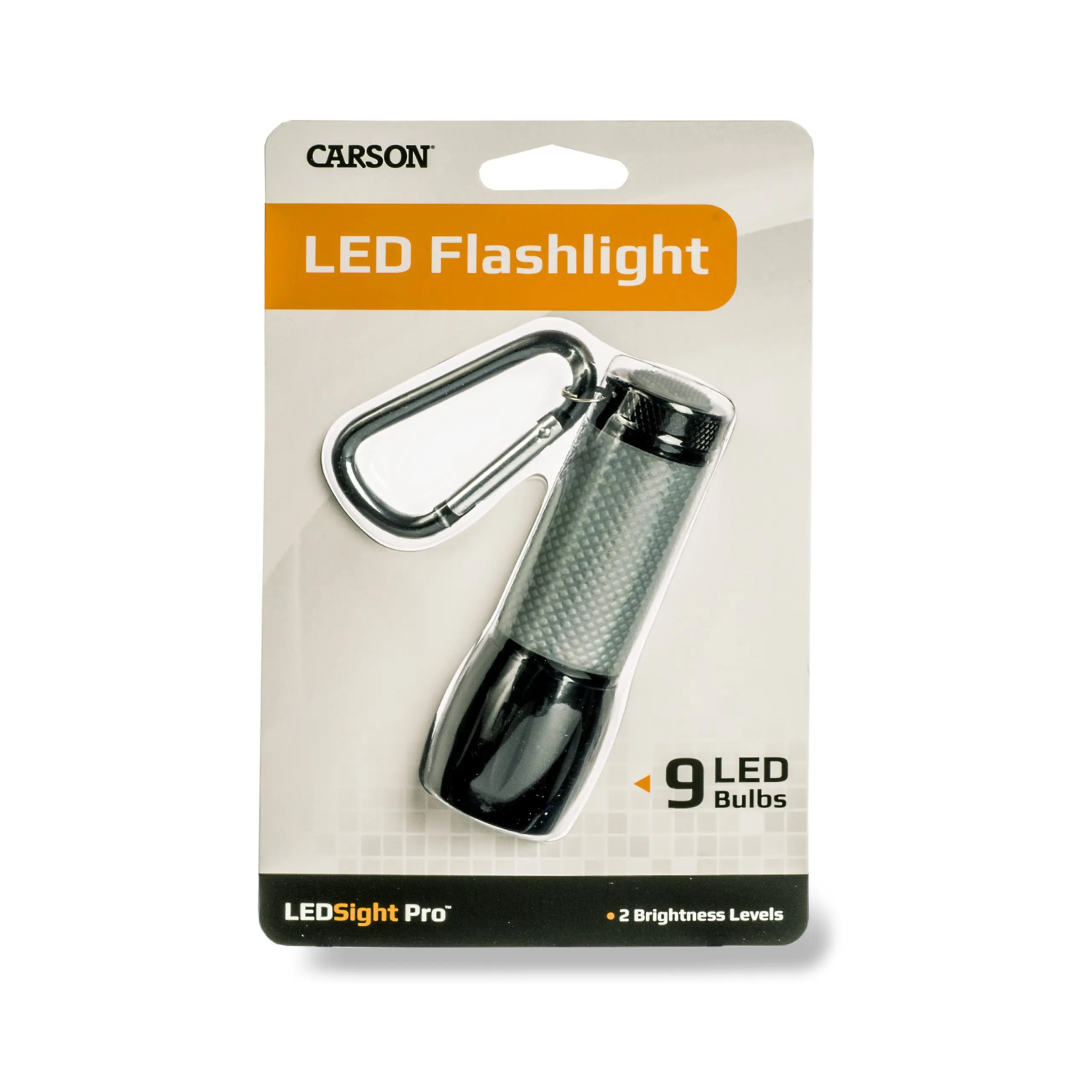 Image of the packaging that the SL-55, LEDSight Pro™ Mini LED Flashlight comes in.